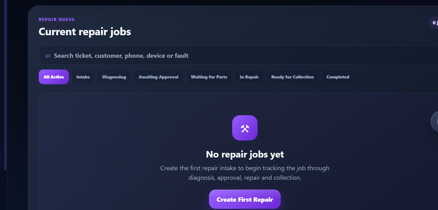 Knight Reach repair workflow screen